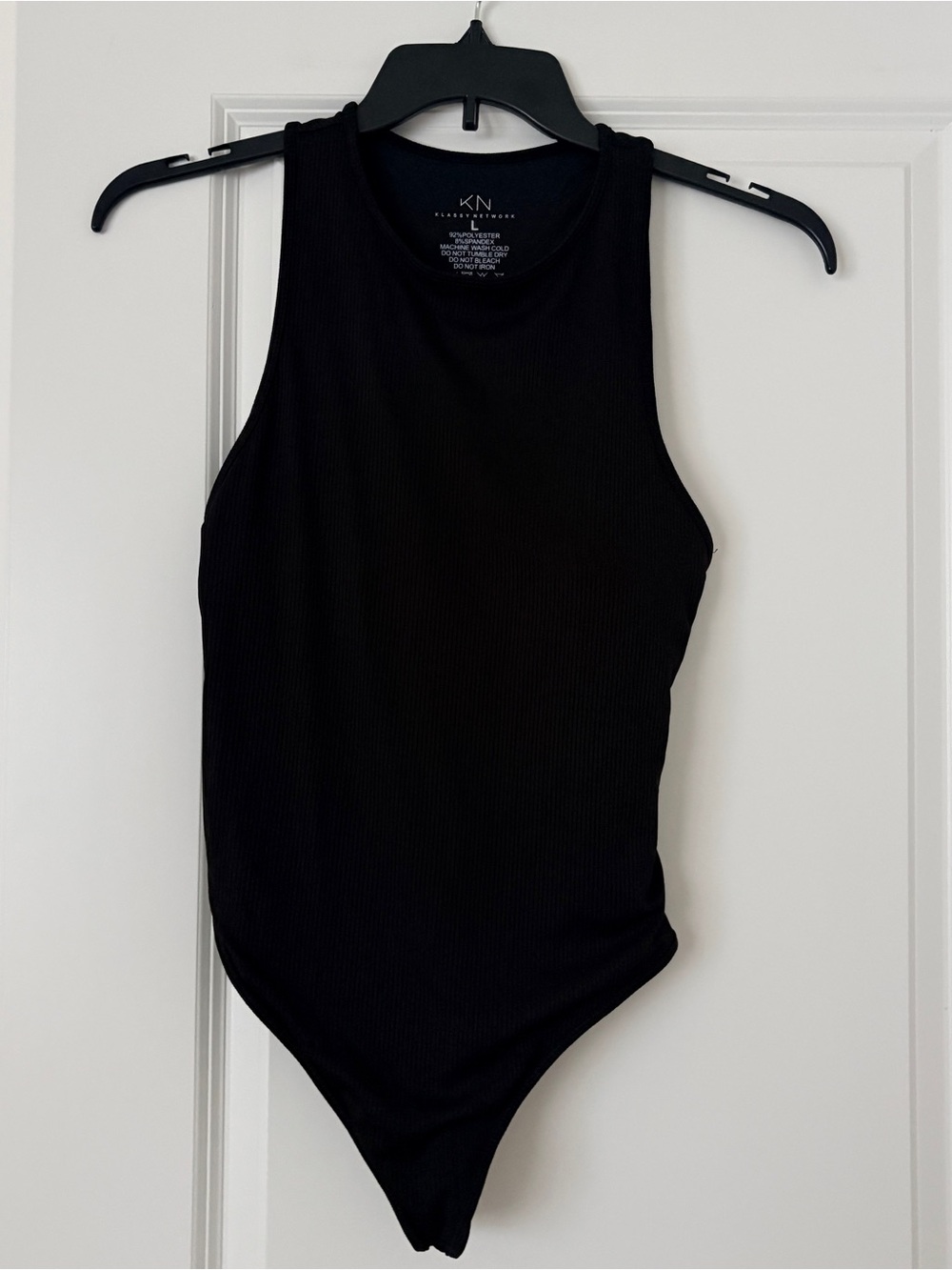 Klassy Network Black Ribbed Tank Body Suit
